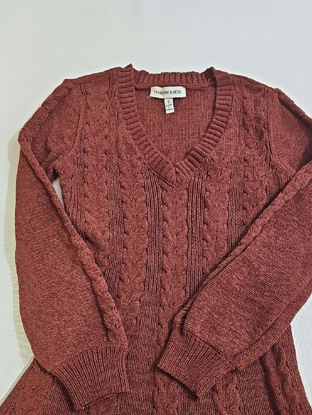 Classic Cable Knit V-Neck Dress in Dark Brown